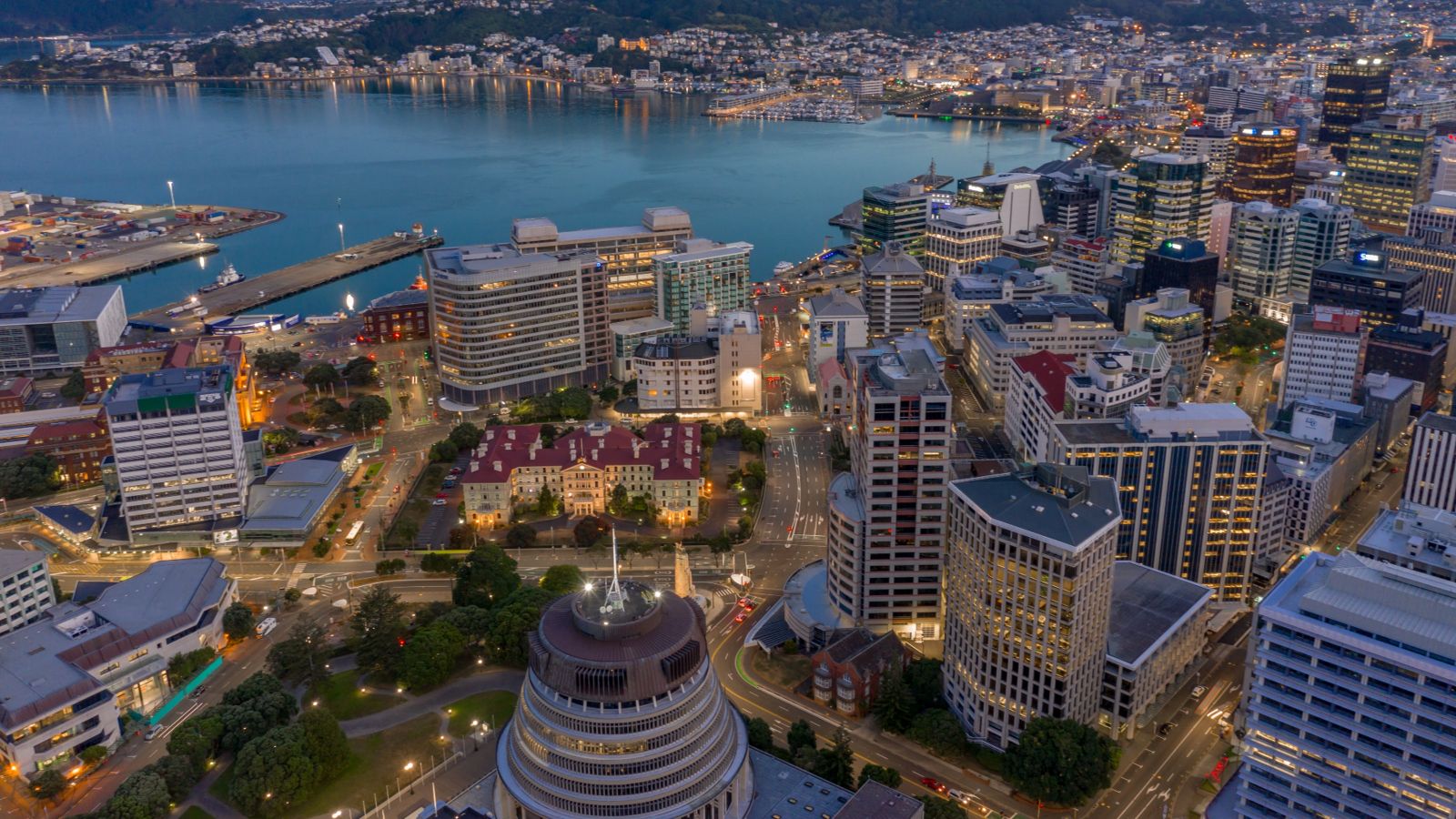 Aerial view of Wellington and the Faculty of Law