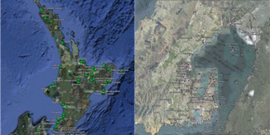 Maps illustrating different sites