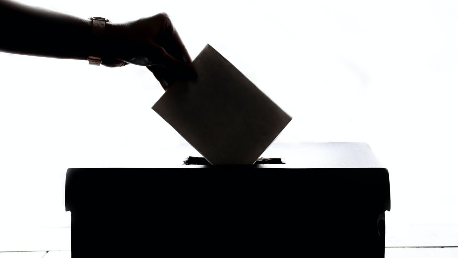 Person putting paper in ballot box