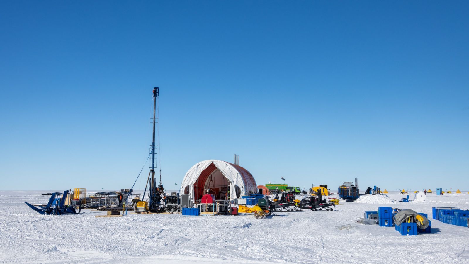 Shot of the drilling tent at the camp site in Antarctica