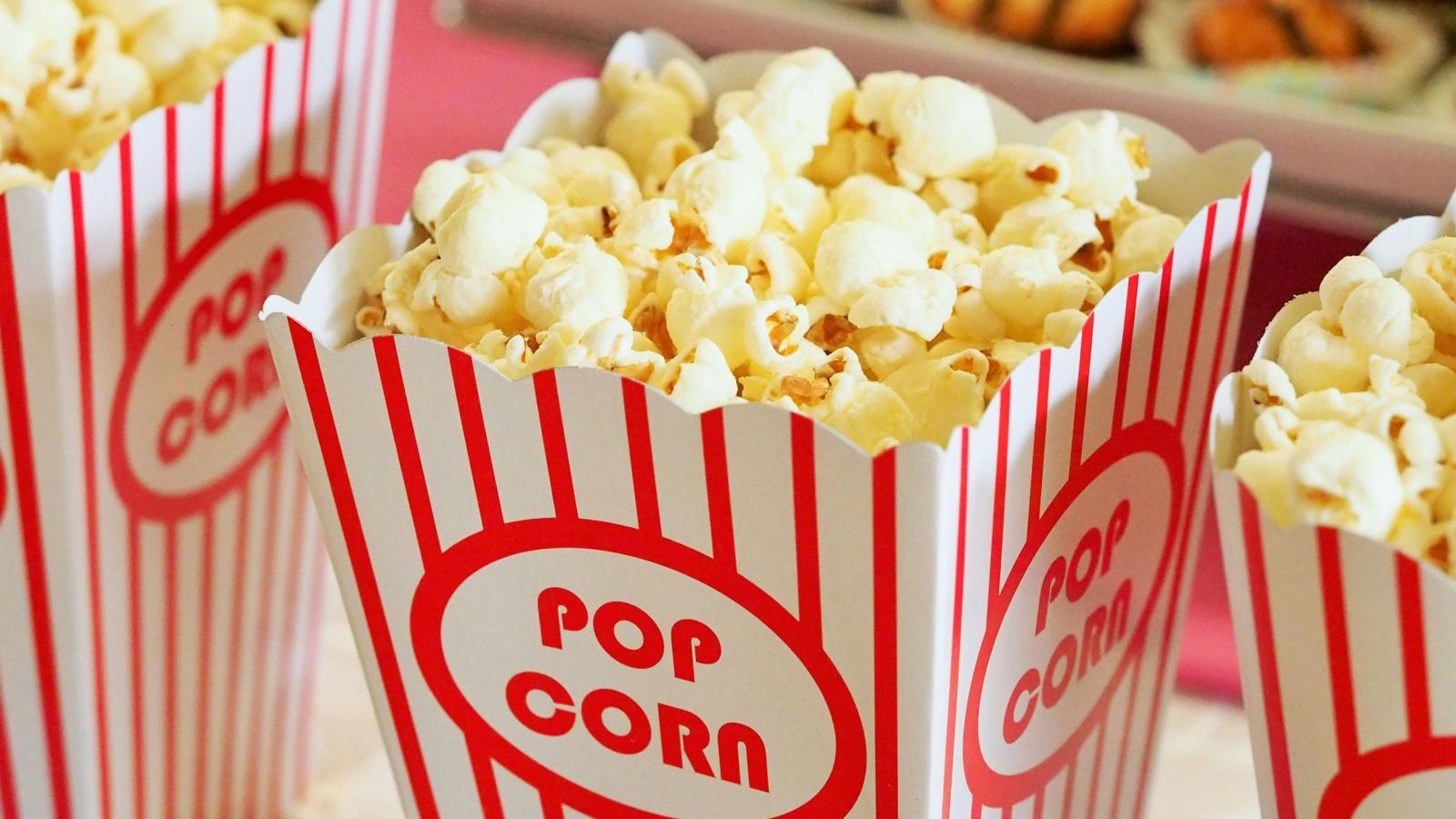 Close up image of a box of popcorn