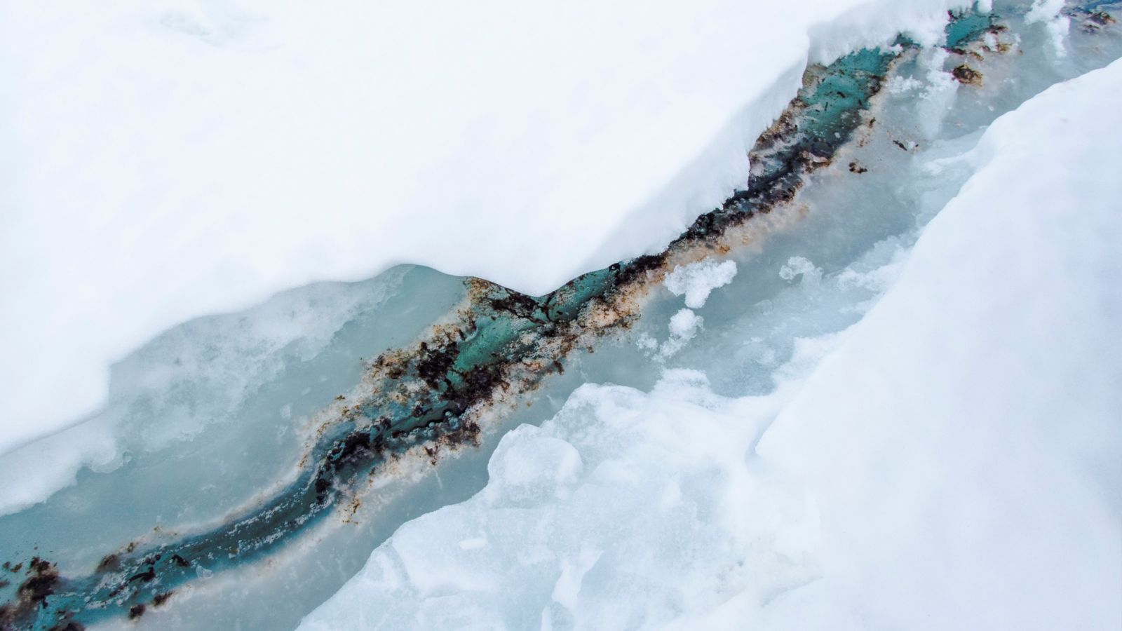 Photo of sea ice above the water 