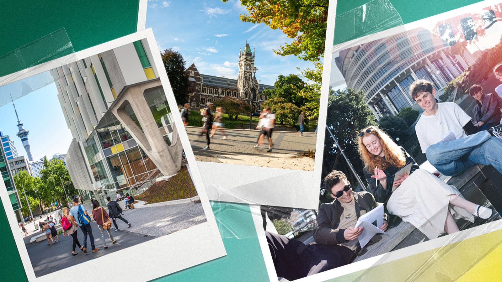 three polaroid photos showing people having fun