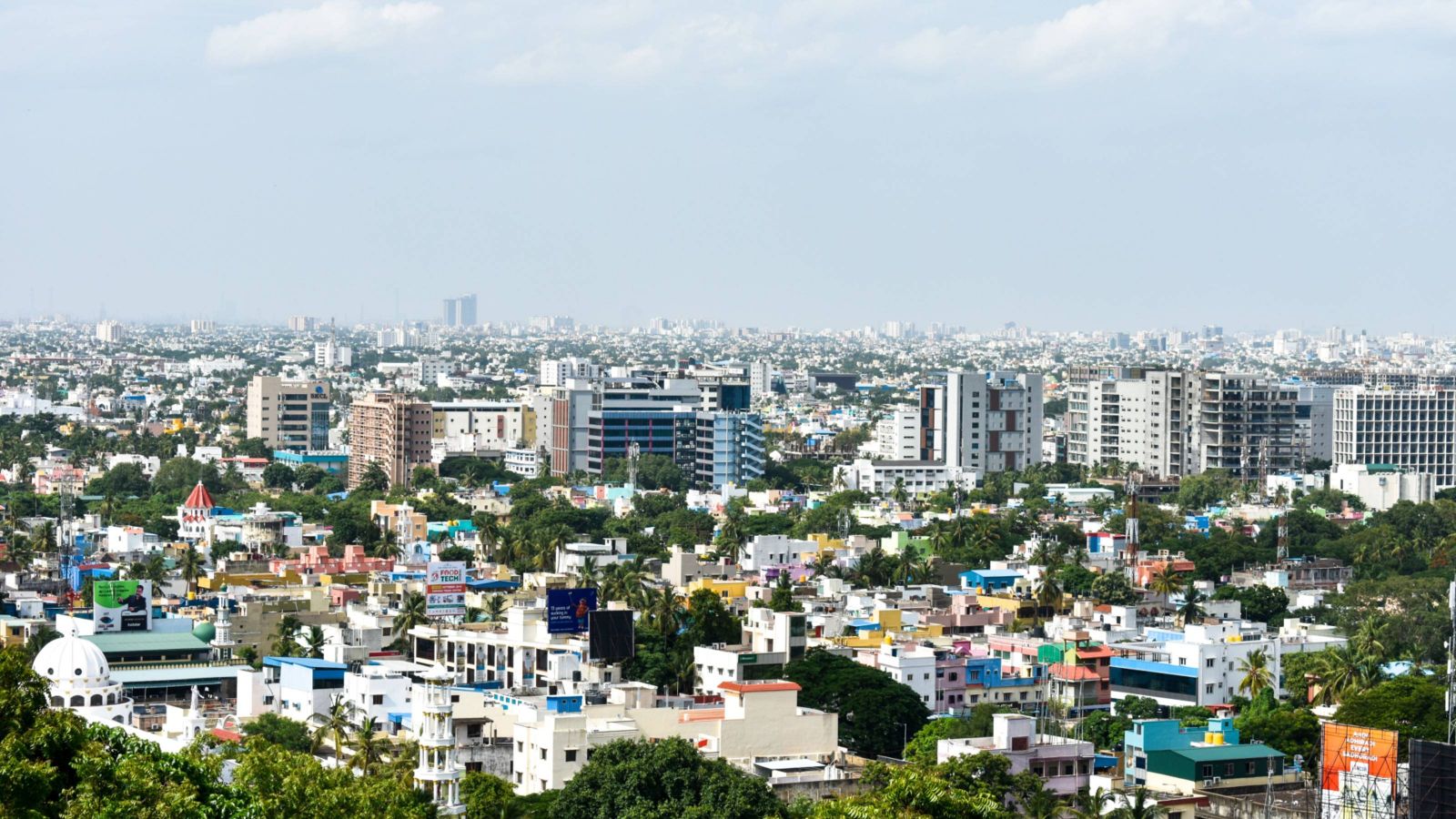 Aerial view of high-rise buildings in Chennai, India 