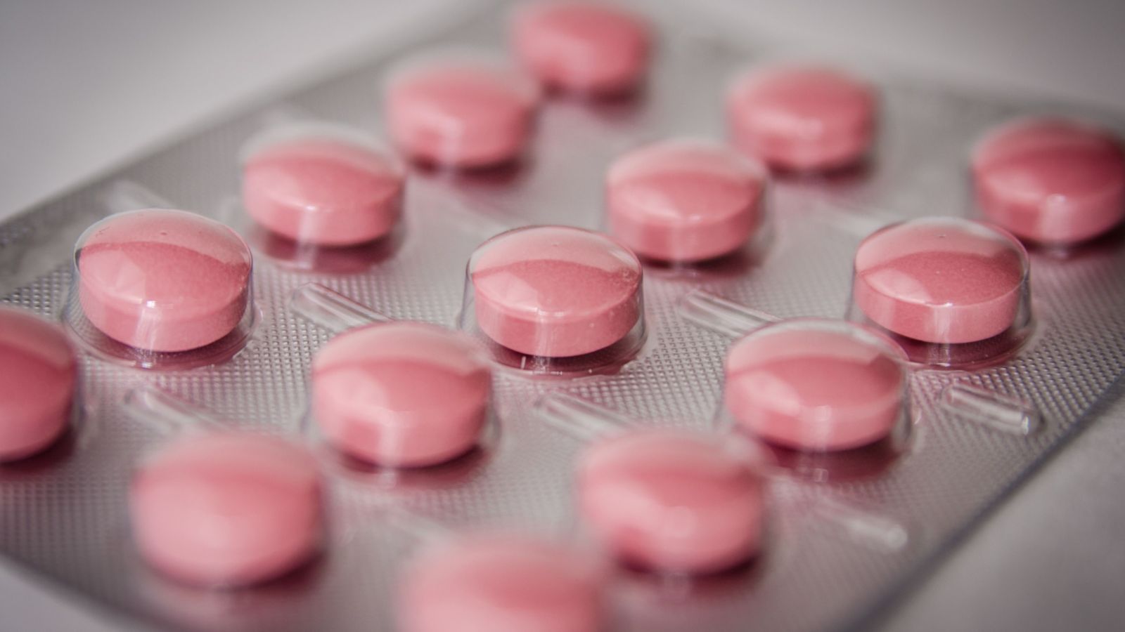 Blister pack of pink pills 