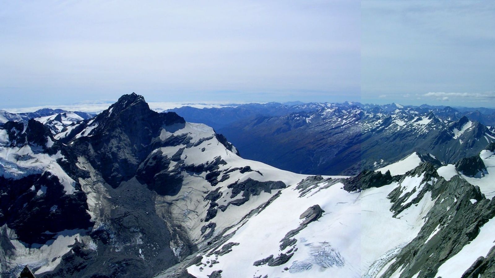 Aerial shot of Mt Evans after collapse of west ridge in 2013.