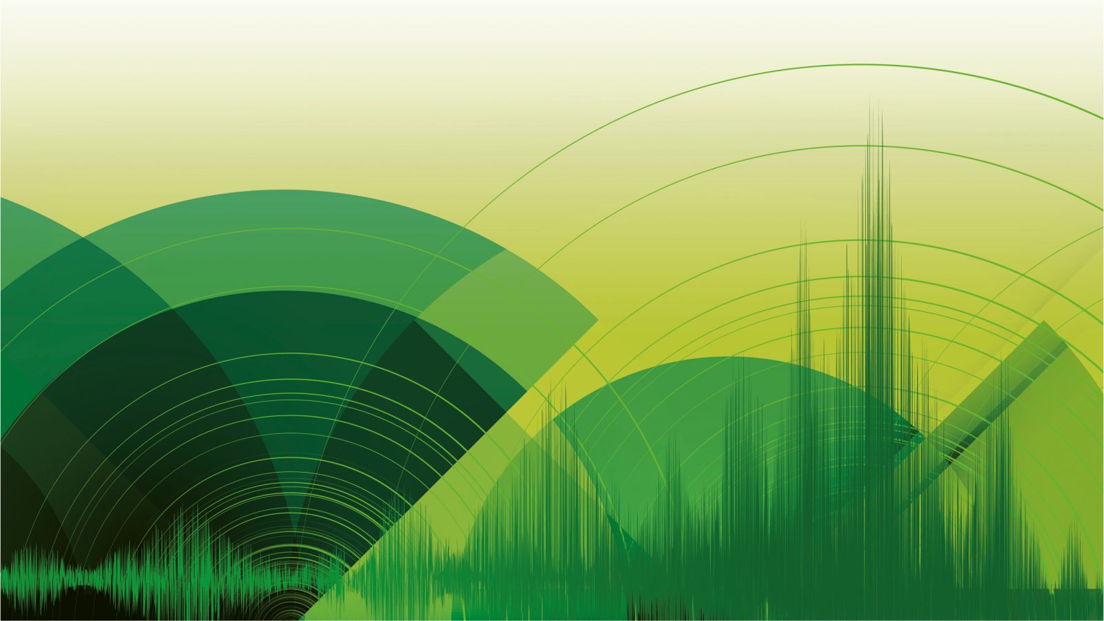 Abstract animated image with various green shapes and shades.