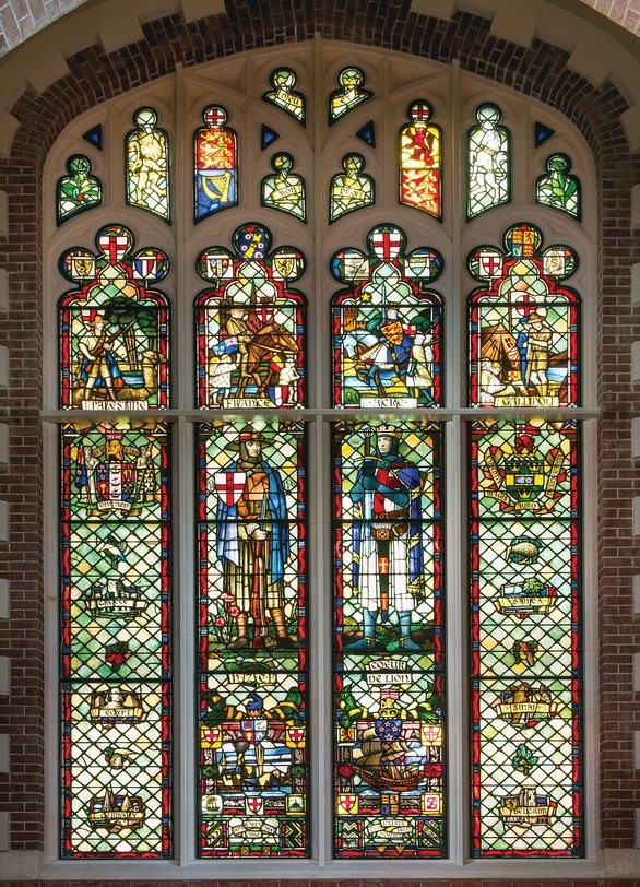The stained glass window of the Council Chamber.