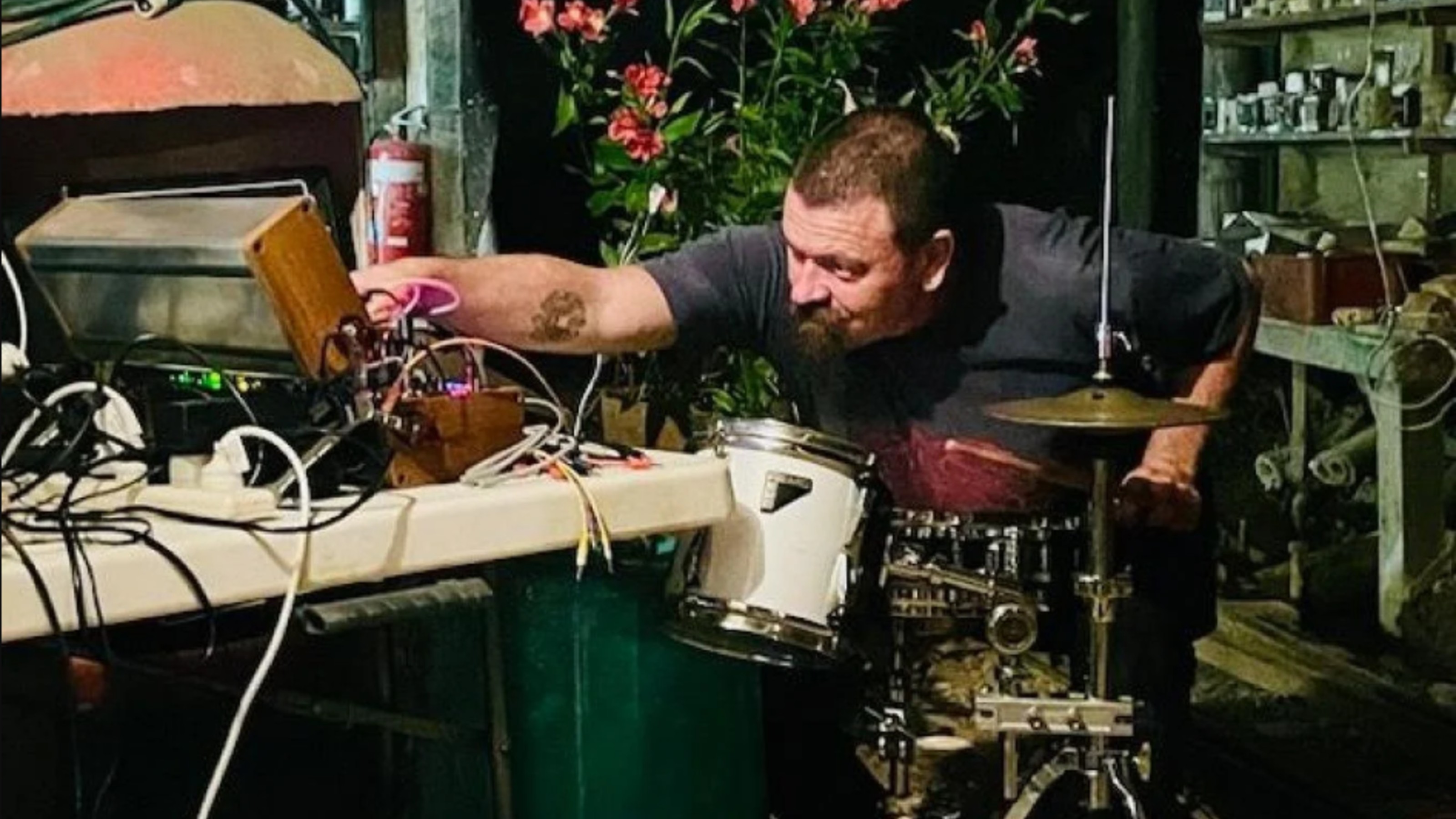 Kieran Monaghan with musical instrument  