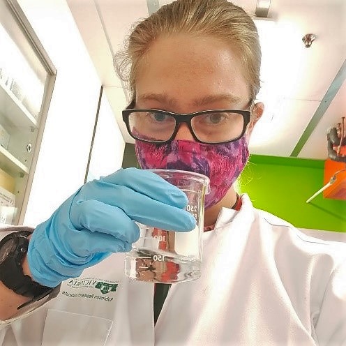 Sophie Banks cleaning samples from magnetron sputtering machine Sophie Banks cleaning samples from magnetron sputtering machine