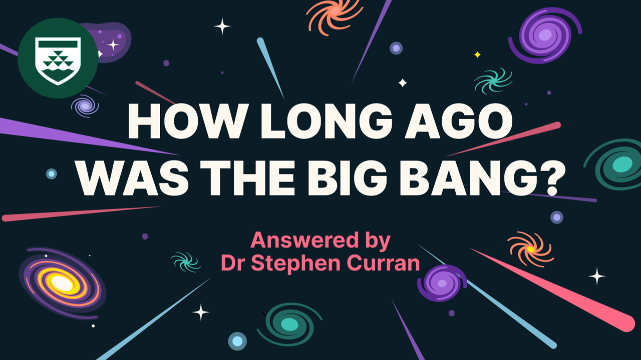 An illustrated image of space with the text 