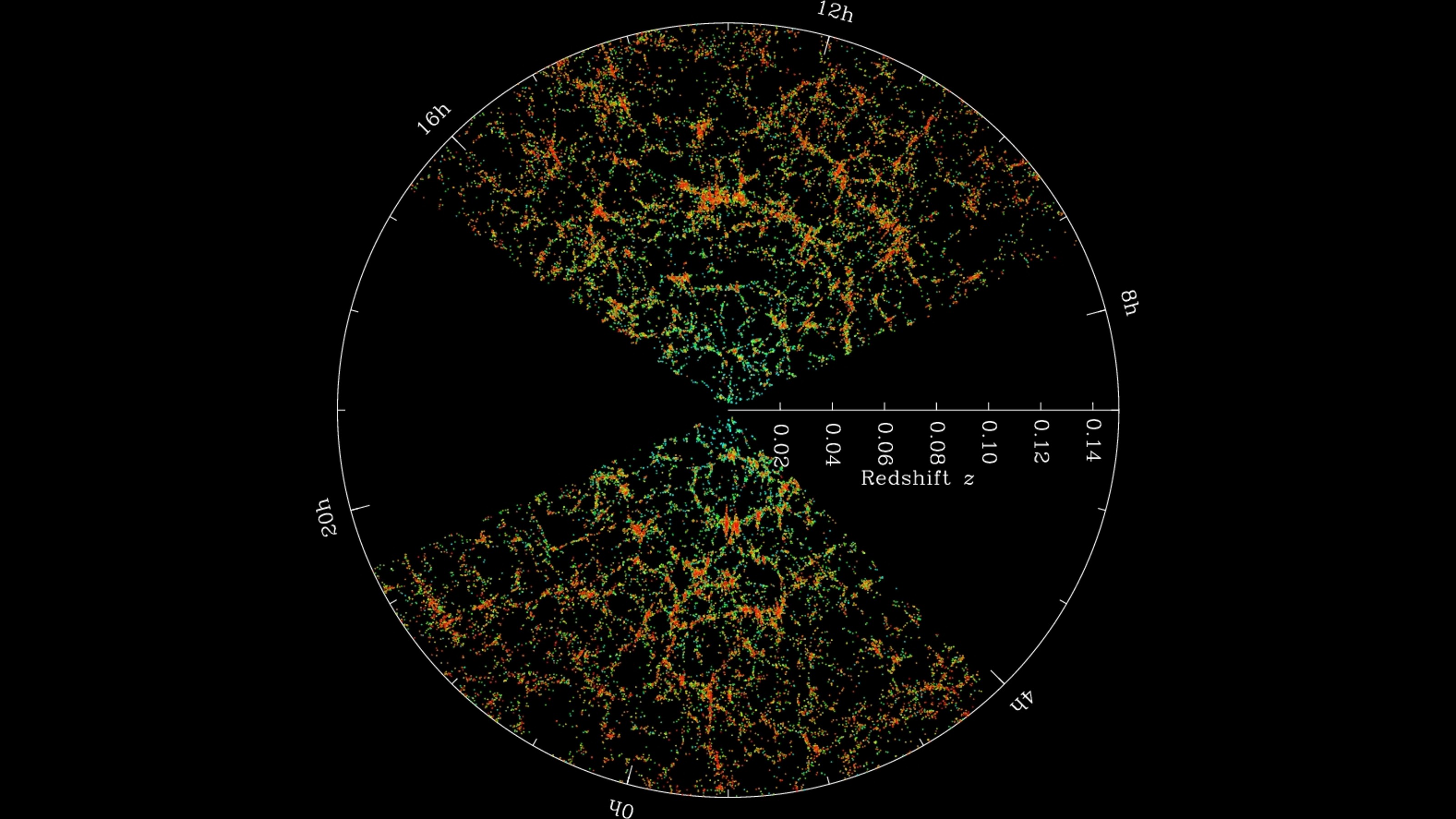 Data points on black background
