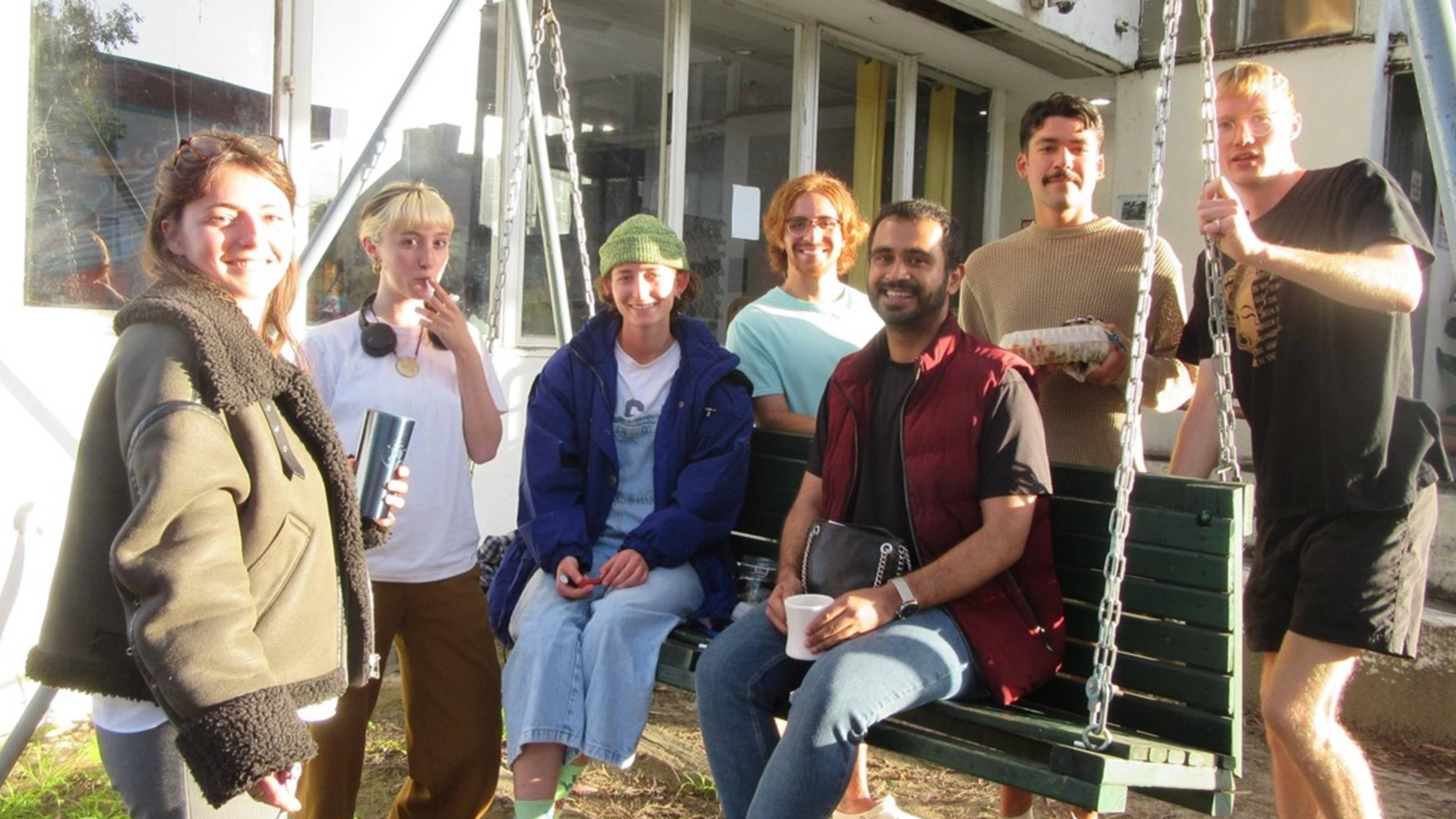 Anna with a group of friends