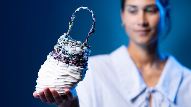 Caitlin Tuagalu with an artefact she's created