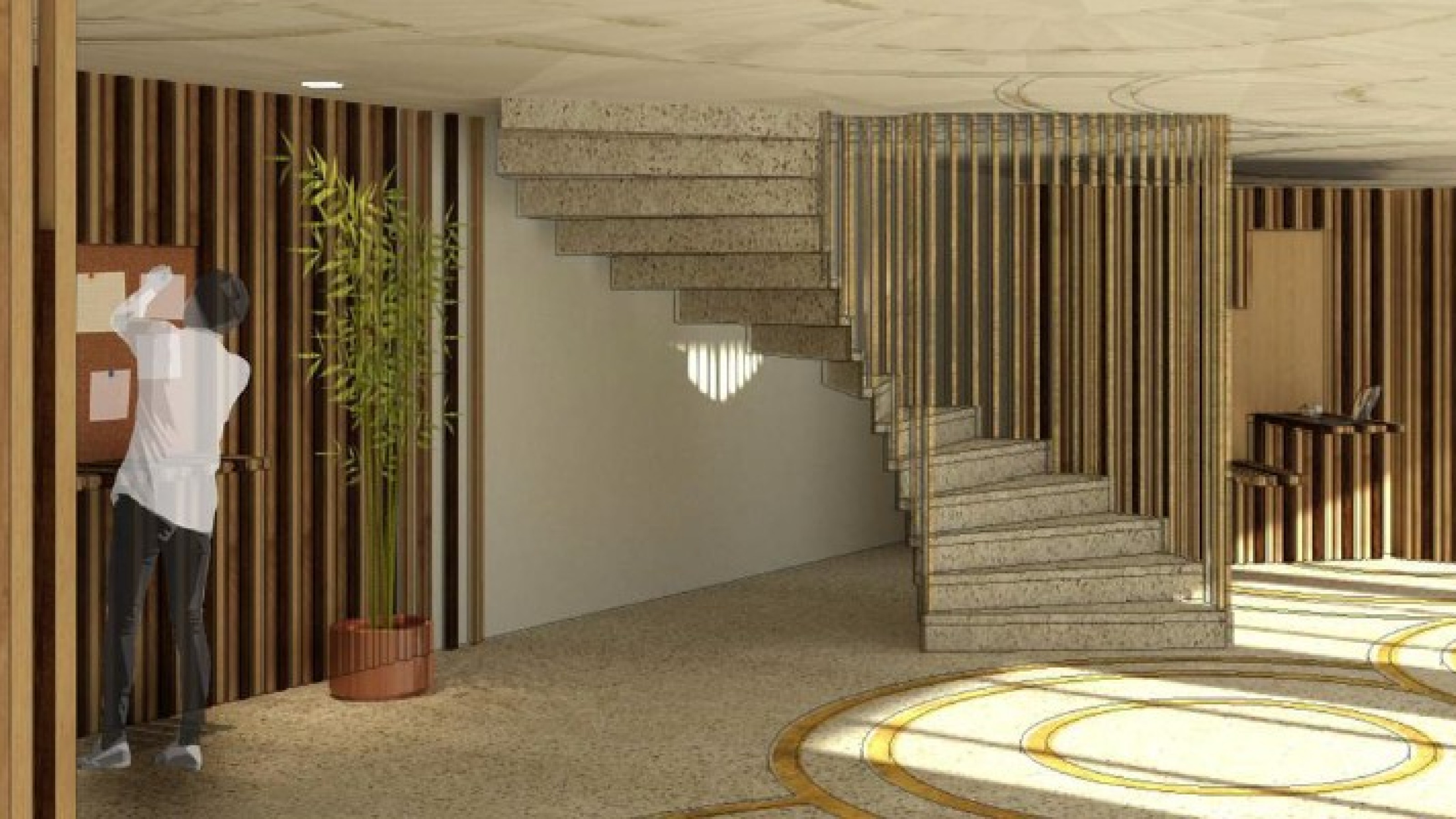 Mockup sketch of sunlit modern interior